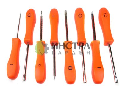 ОТВЕРТКИ К-Т ЗА РЕГУЛИРАНЕ НА ОБОРОТИТЕ НА КАРБУРАТОРИ (8БР) - 01518