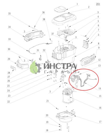 КОНТРОЛНА ПЛАТКА PCBA LM2014E-SP  (ЗА САМОХОДНА КОСАЧКА) - 2830075003