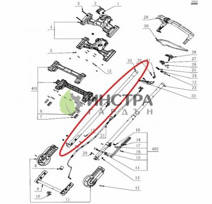 ТЕЛЕСКОПИЧНА ДРЪЖКА ДЯСНА- LM1900, LM1700 - 2825949001