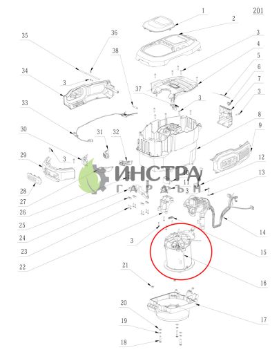 ЕЛЕКТРОМОТОР DC ЗА LM2014E (ЗА САМОХОДНА КОСАЧКА) - 2730238001