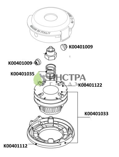 КАПАК + БУТОН РОЛКА ЗА КОРДОВА ГЛАВА  EASYLOAD D109 MM - K00401033