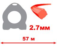КОРДА D2.7ММ Х 57M (КВАДРАТ, ЧЕРВЕНА) - CP196